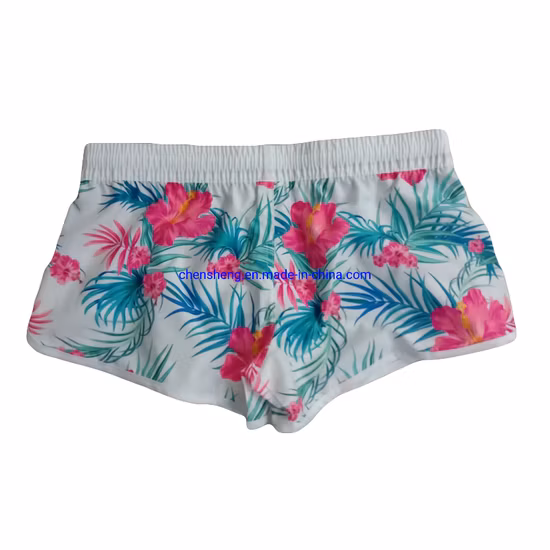 Bermuda de banho feminina quente personalizada para primavera e verão para calças de surfe