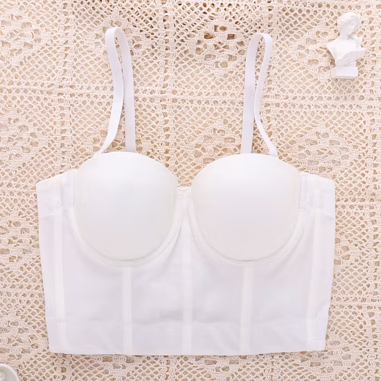 Cor pura cáqui sutiã peitoral sem costas regata roupa íntima roupa exterior moda feminina fantasia de palco