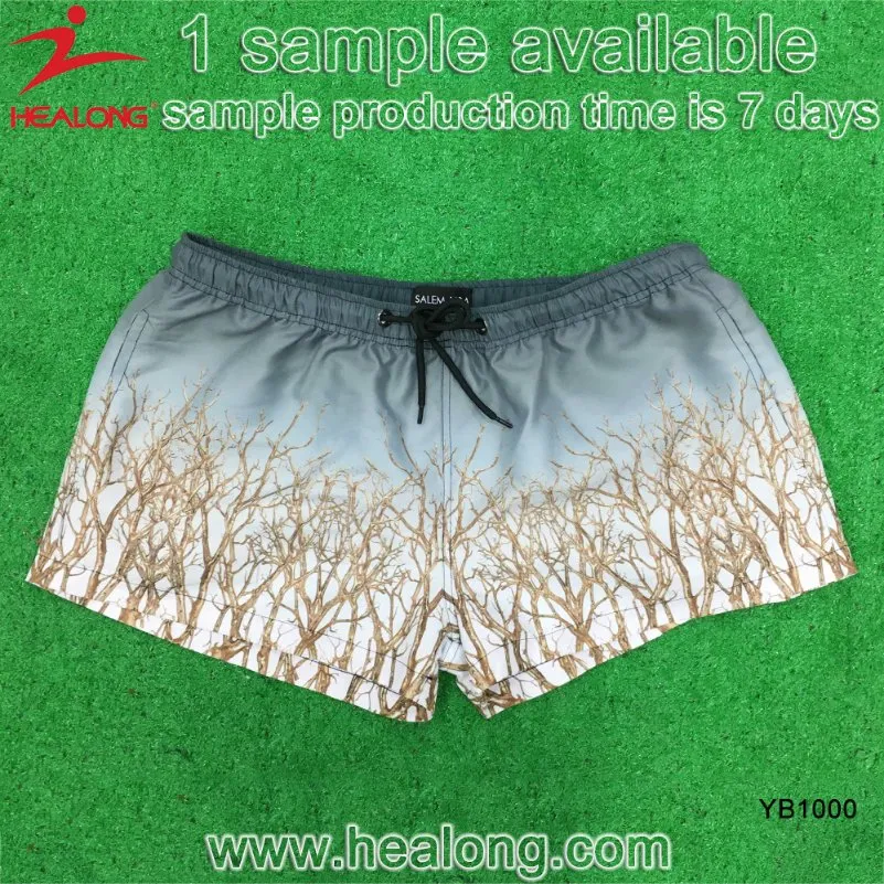 Shorts de natação masculinos de praia 100% poliéster Healong para sublimação
